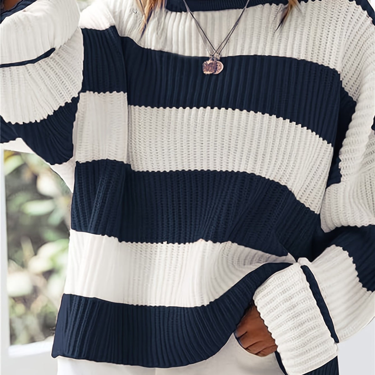 Helvano | Lockerer Colorblock-Strickpullover für Damen