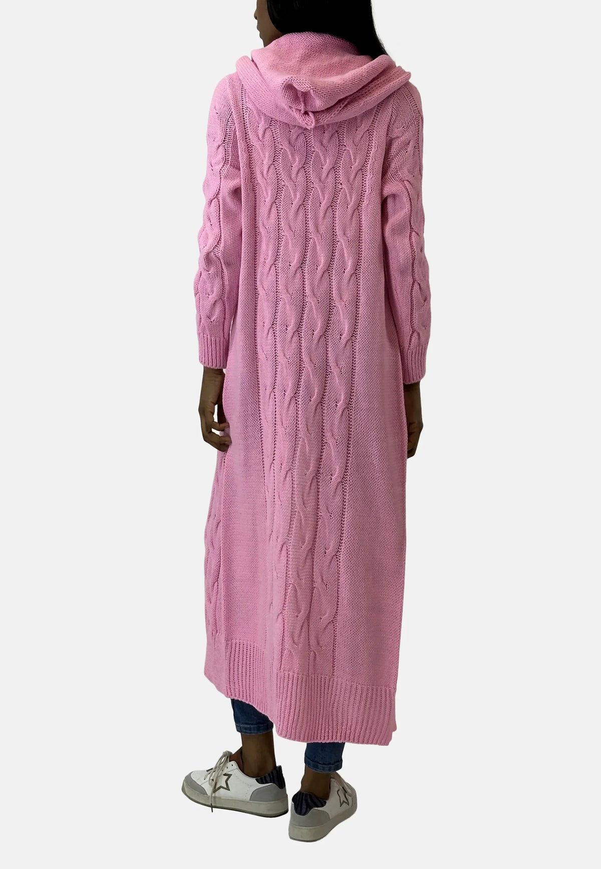 Helvano | Lange Damen-Strickjacke mit Kapuze