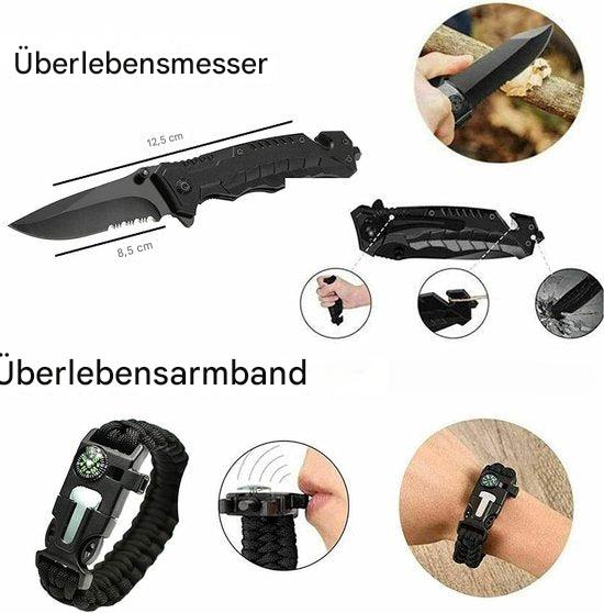Helvano | 15-in-1 Notfallset für Outdoor &amp; Camping