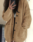 Helvano | Lockere Damen-Strickjacke mit Knopfleiste