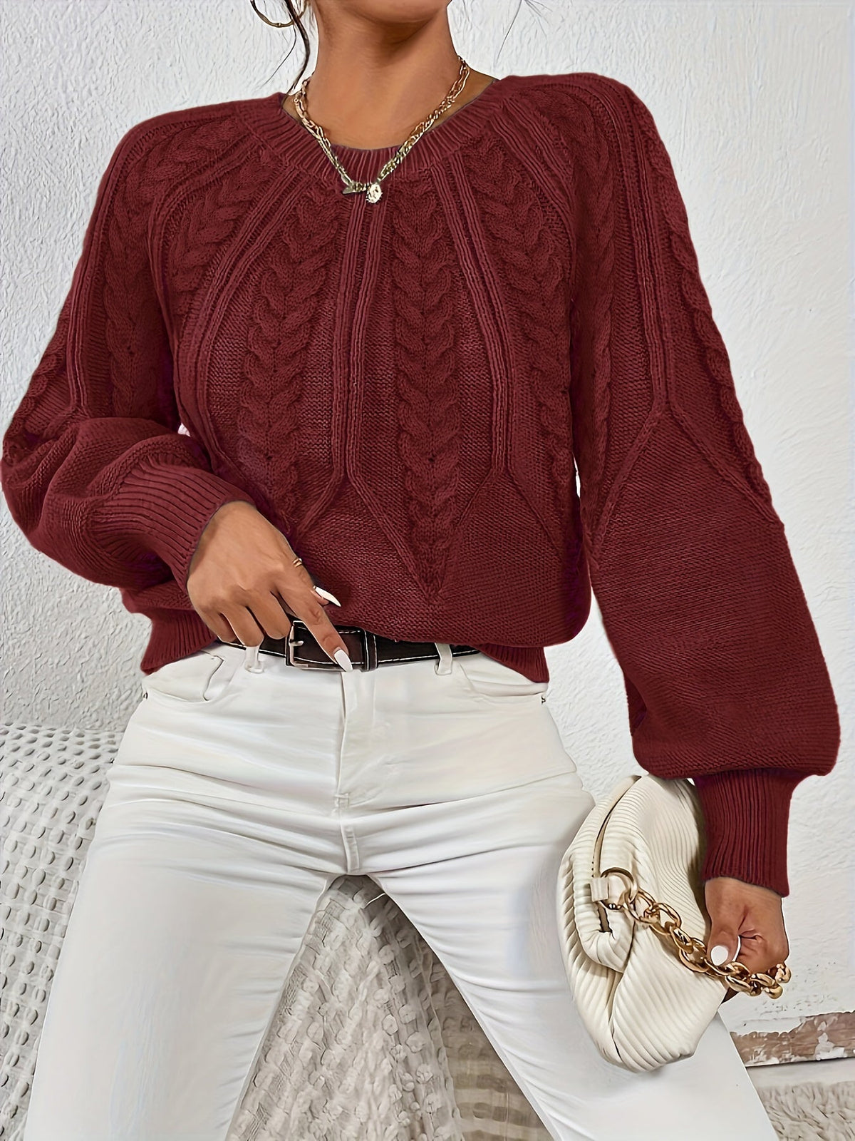 Helvano | Lockerer Zopfstrickpullover für Damen