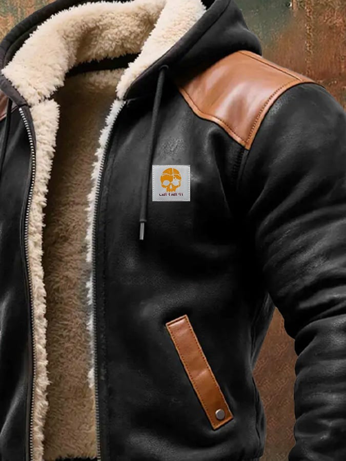 Helvano | Vintage Wildlederjacke mit Kapuze für Herren