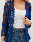Helvano | Damen Strickjacke mit Blumen-Lochmuster