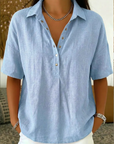 Helvano | Bluse mit V-Ausschnitt und Knöpfen für Damen