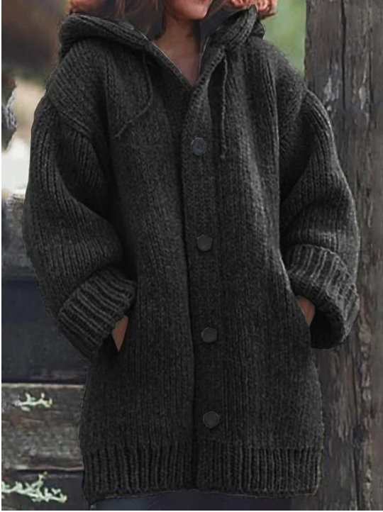 Helvano | Strickjacke mit Kapuze und Knöpfen für Damen