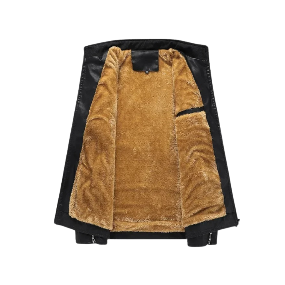 Helvano | Retro Lederjacke mit Fleecefutter für Herren