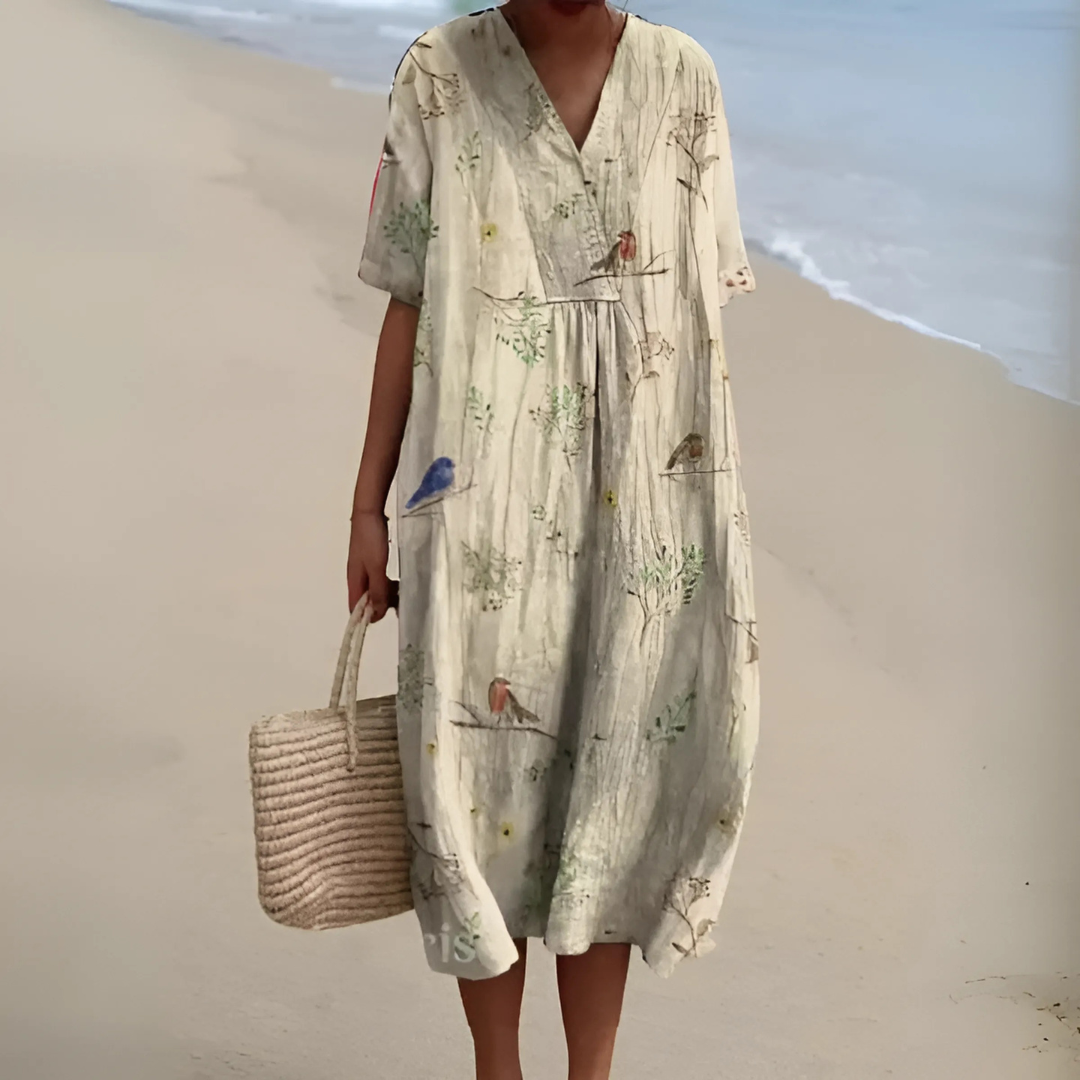 Helvano | Boho Blumenkleid mit lockerem Schnitt