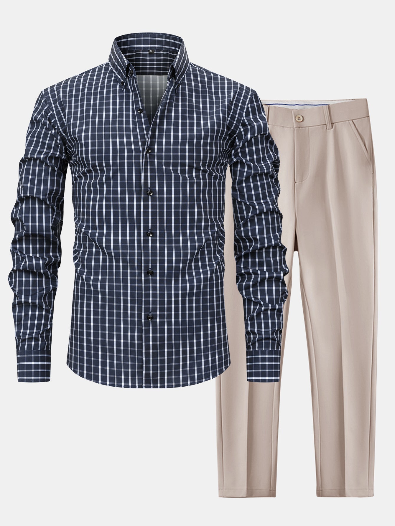 Helvano | Herren-Set: Kariertes Hemd &amp; Slim-Fit-Hose