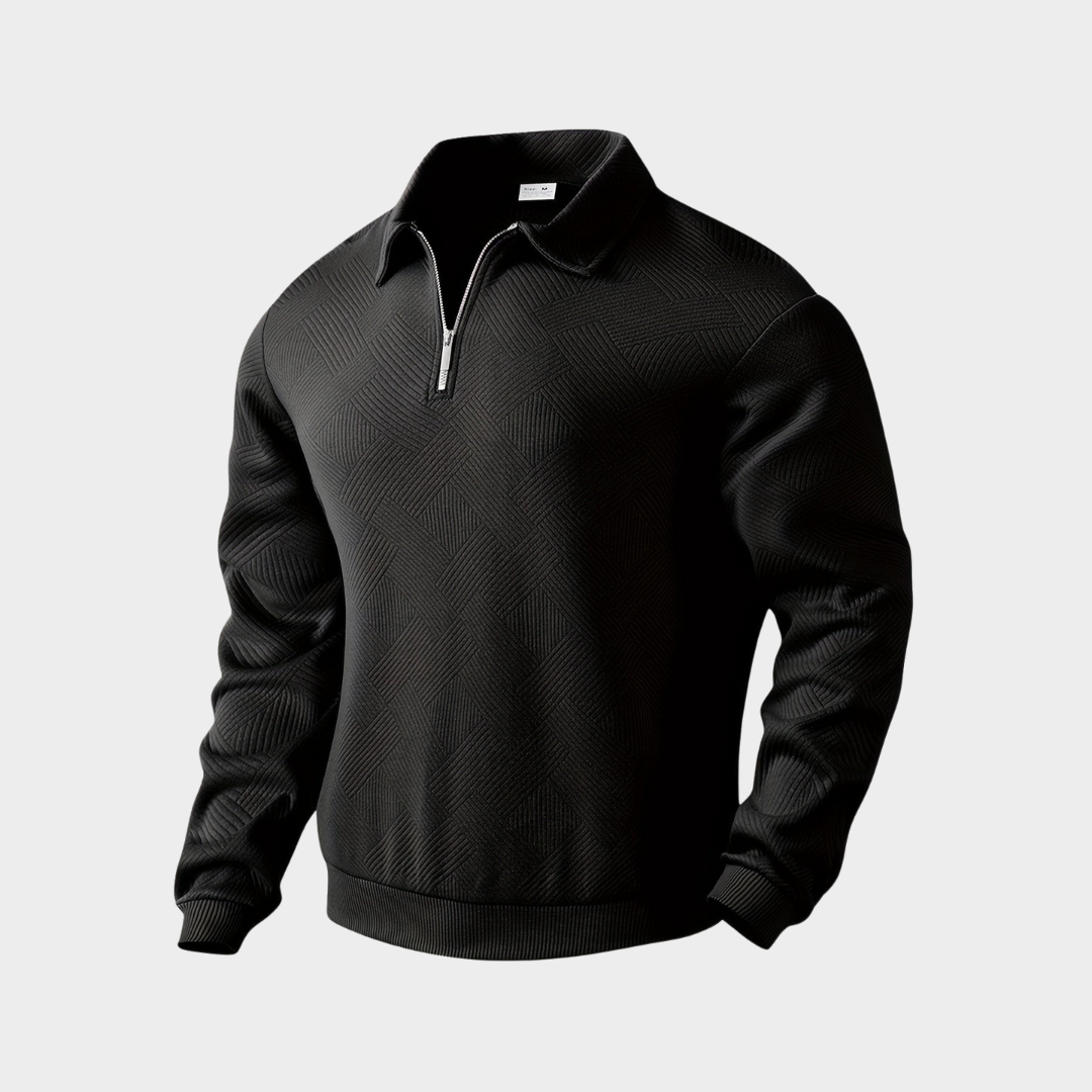 Helvano | Strukturierter Half-Zip Pullover für Herren