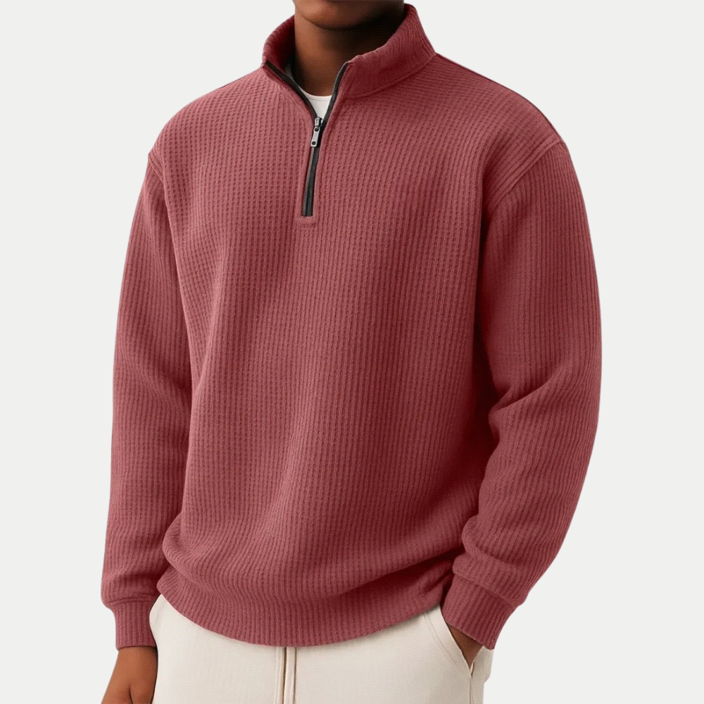 Helvano | Herren Strickpullover mit Zip-Kragen