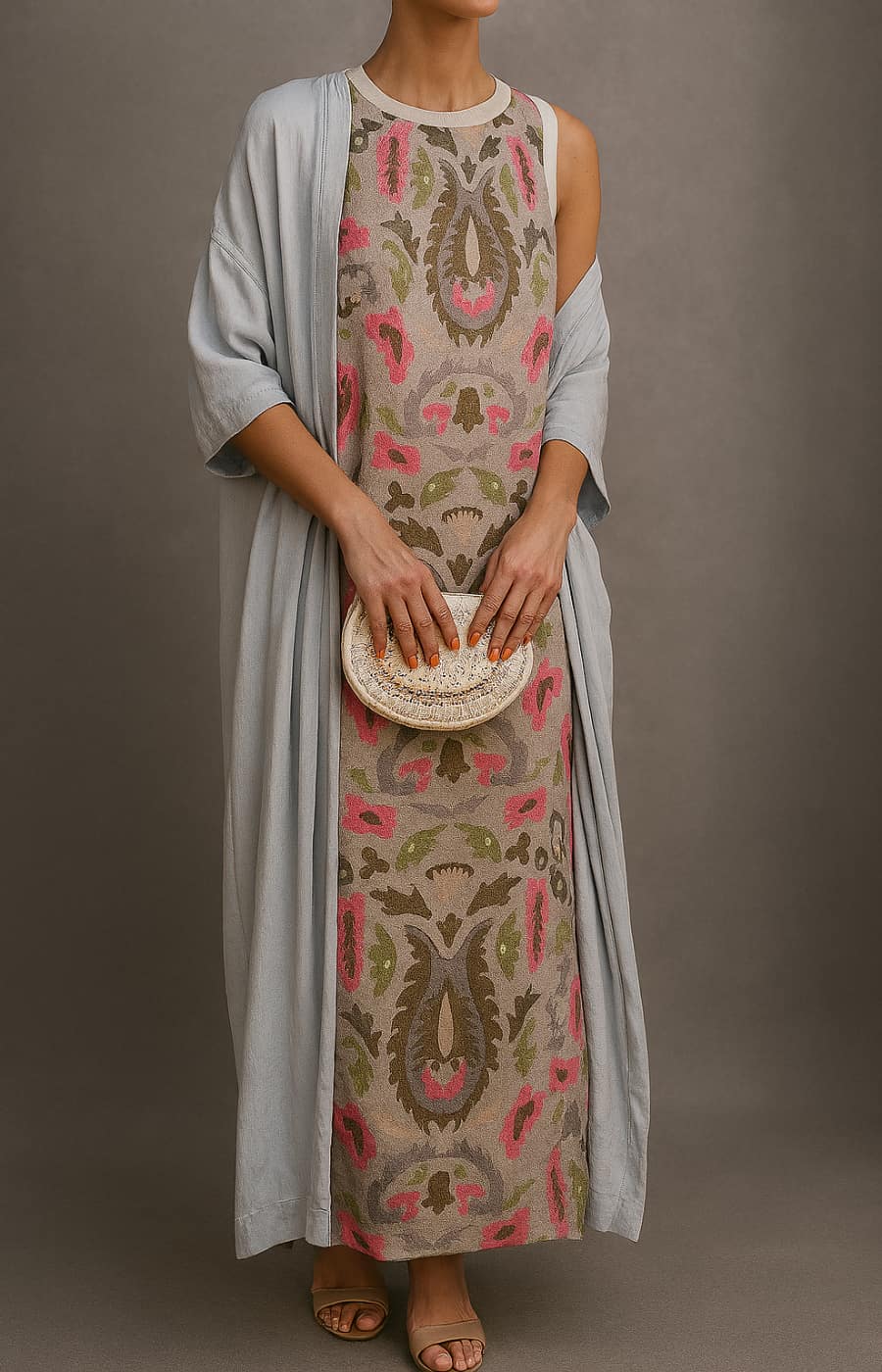 Helvano | Bedrucktes Kleid mit passendem Cardigan für Damen