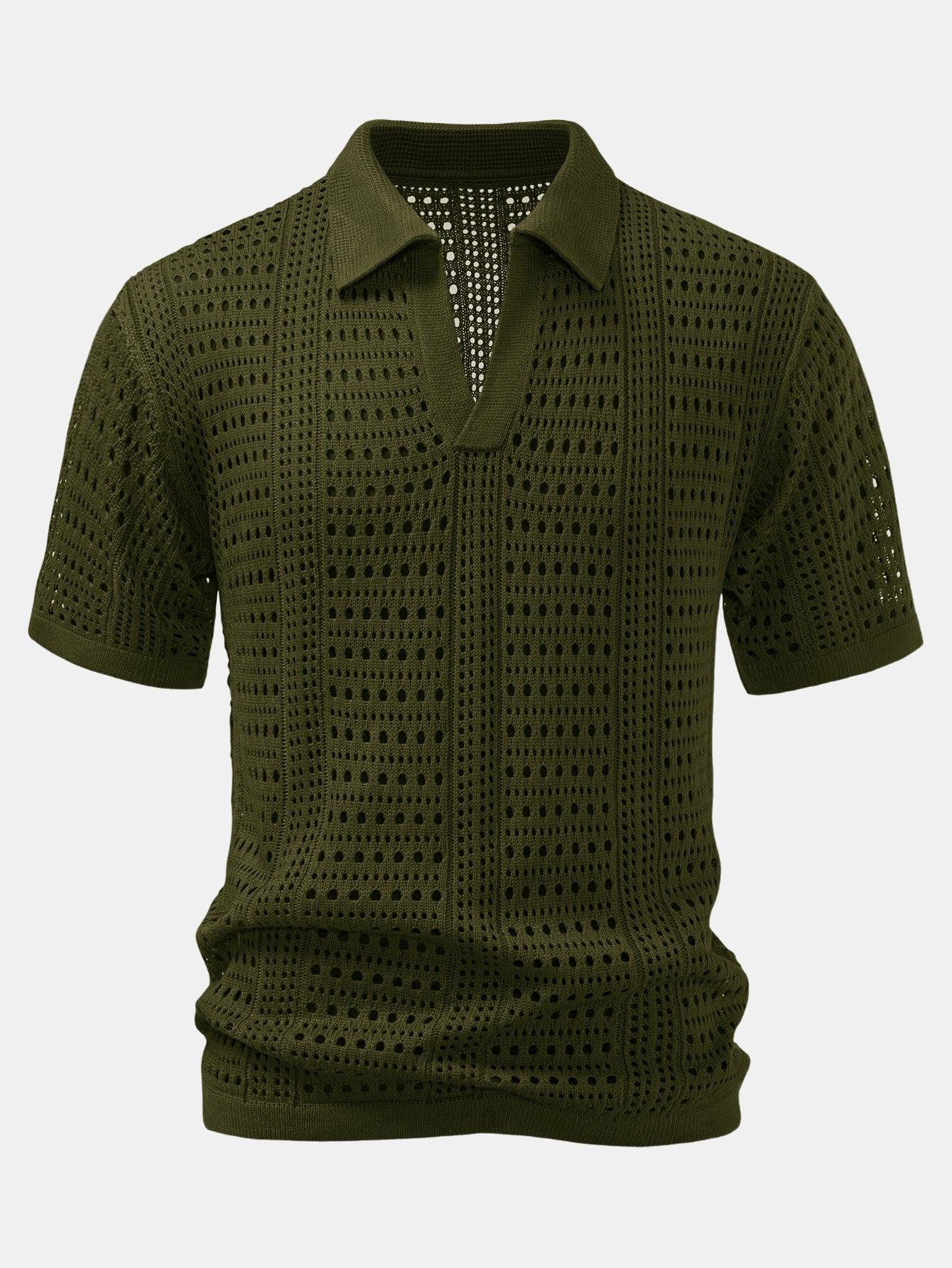 Helvano | Herren-Set Häkel-Poloshirt mit V-Ausschnitt &amp; Leinenhose