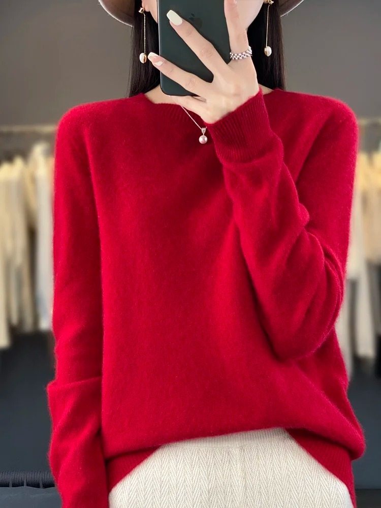 Helvano | Damen Strickpullover mit Rundhalsausschnitt