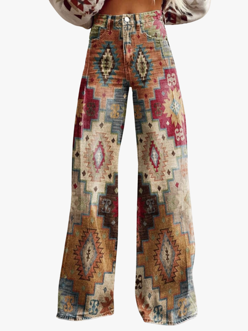 Helvano | Retro Fischgrat-Hose für Damen in Braun