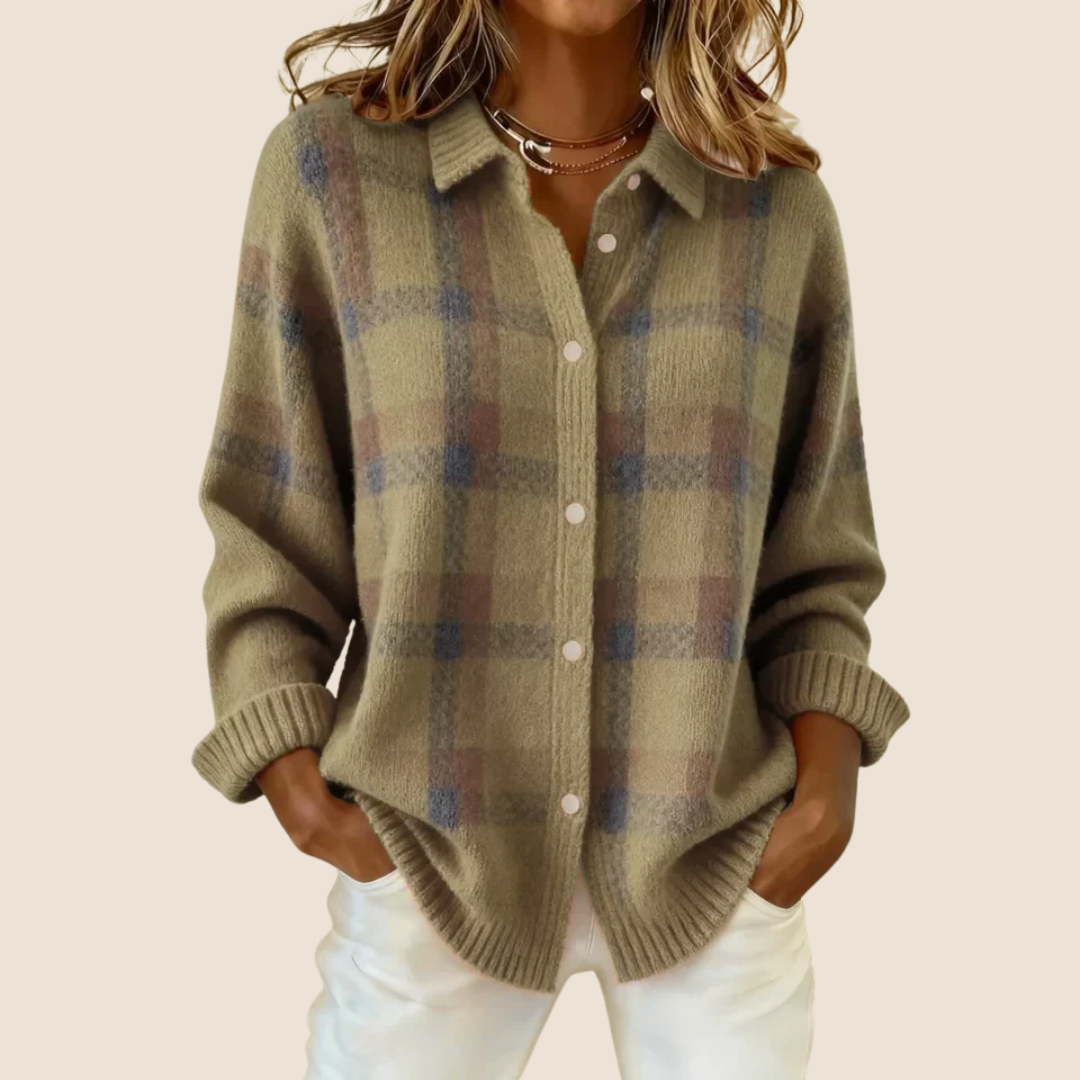 Helvano | Kariertes Damen-Pullover mit Kragen