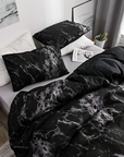 Helvano | 3-teiliges Bettwäsche-Set mit Marmormuster in Schwarz