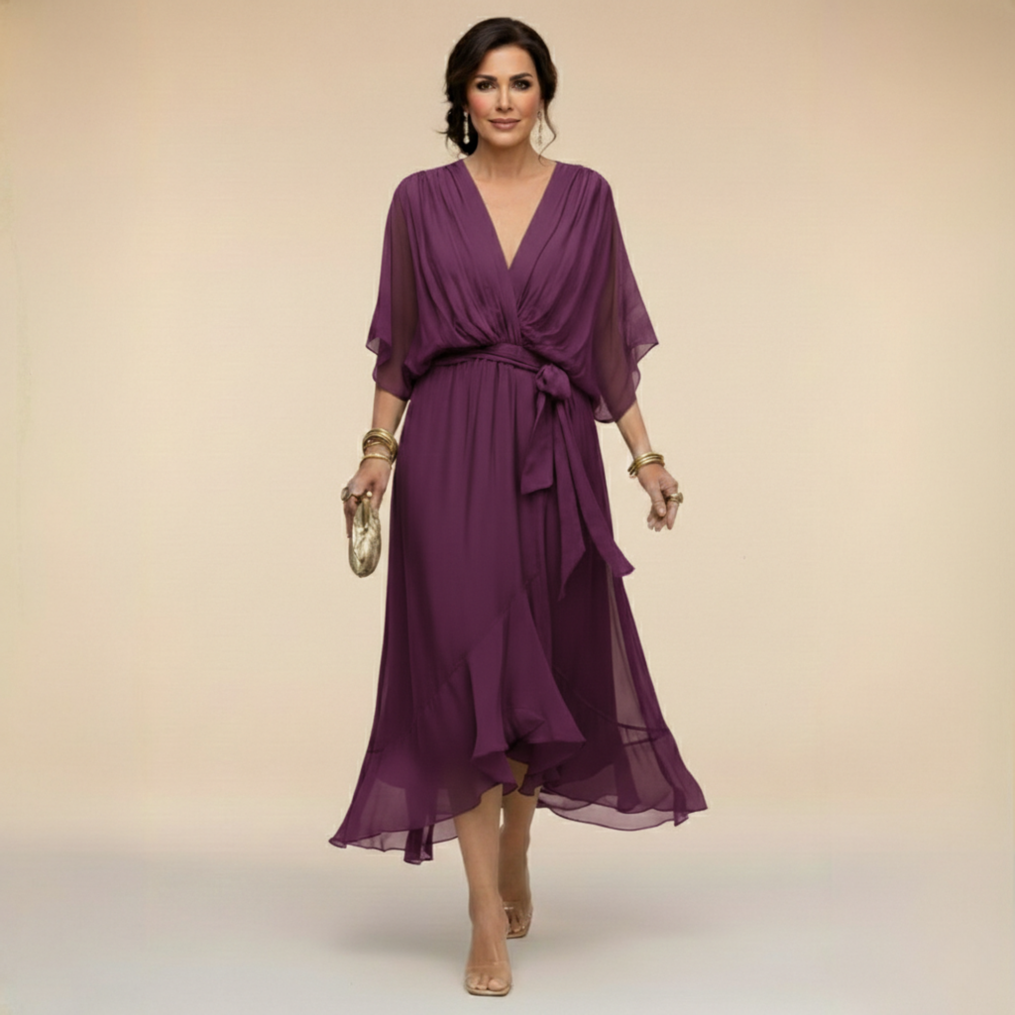 Helvano | Chiffon-Kleid mit V-Ausschnitt für Damen