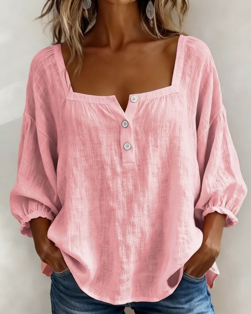 Helvano | Bluse mit eckigem Kragen für Damen