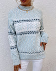 Helvano | Damen Strickpullover mit Stehkragen und Schneeflocken