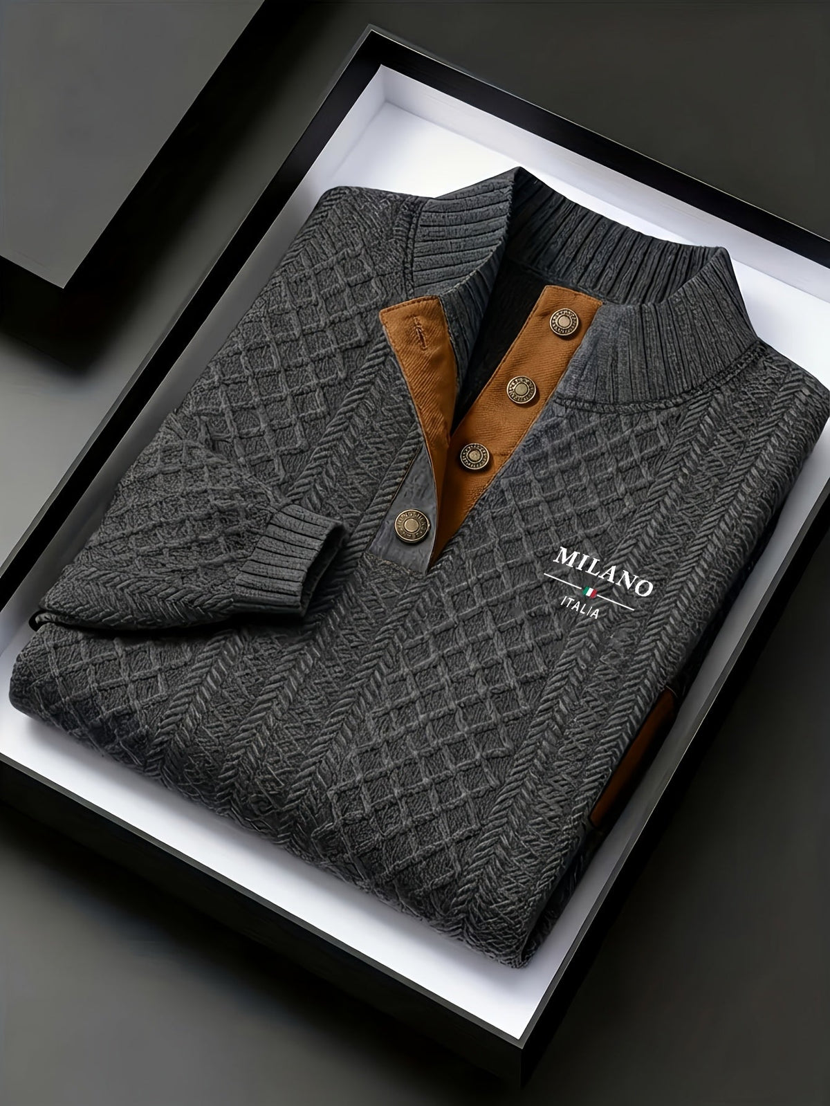 Helvano | Strukturierter Herren-Pullover mit Stehkragen