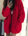 Helvano | Lockere Damen-Strickjacke mit Knopfleiste