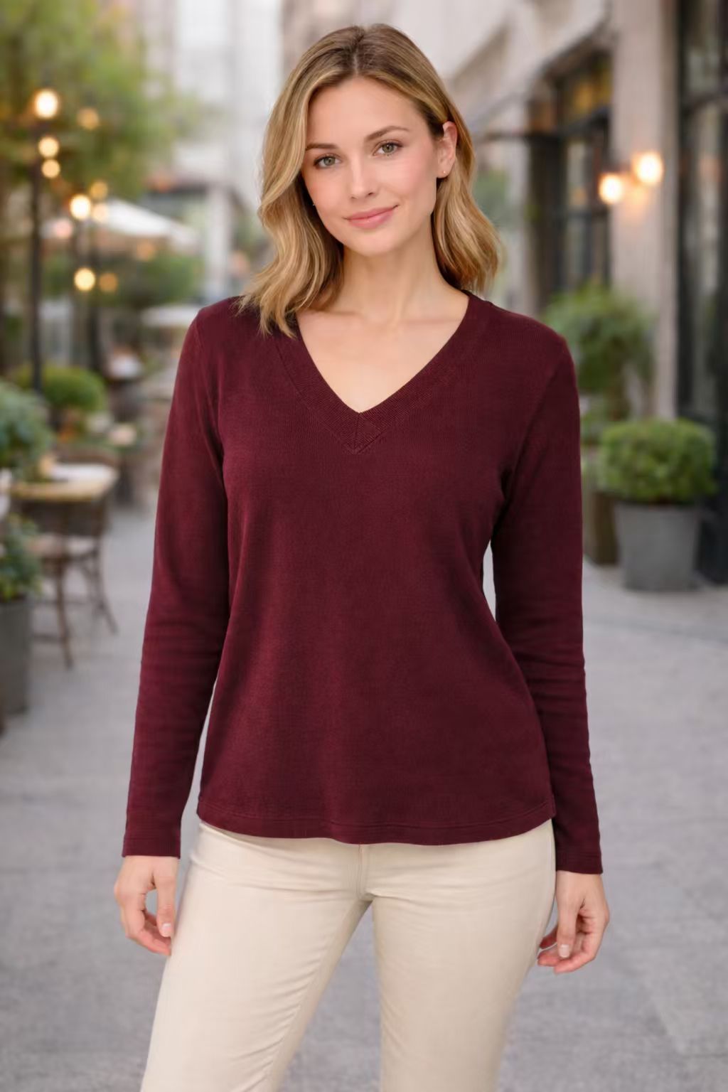 Helvano | Vintage Pullover mit V-Ausschnitt für Damen