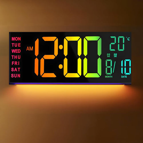 Helvano | RGB Digitaluhr mit Fernbedienung, 16 Zoll