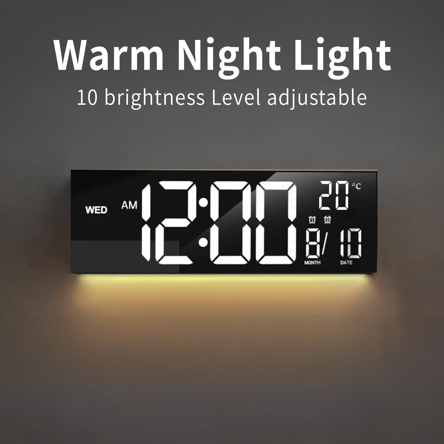Helvano | RGB Digitaluhr mit Fernbedienung, 16 Zoll