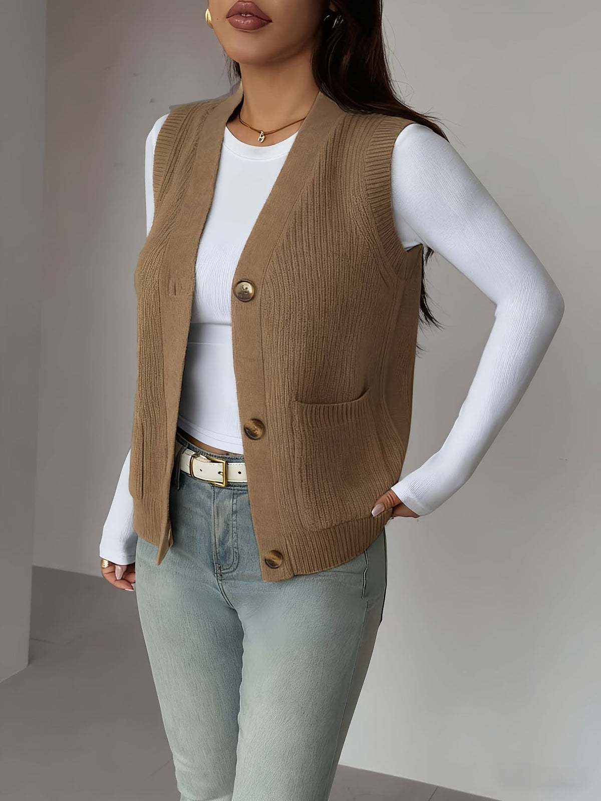 Helvano | Strickweste mit V-Ausschnitt für Damen