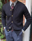 Helvano | Gerippte Strickjacke mit Knöpfen für Herren