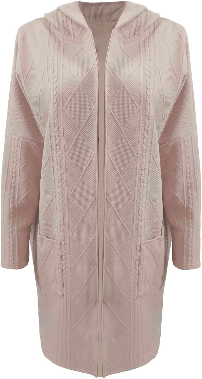 Helvano | Lange Damen-Strickjacke mit Kapuze