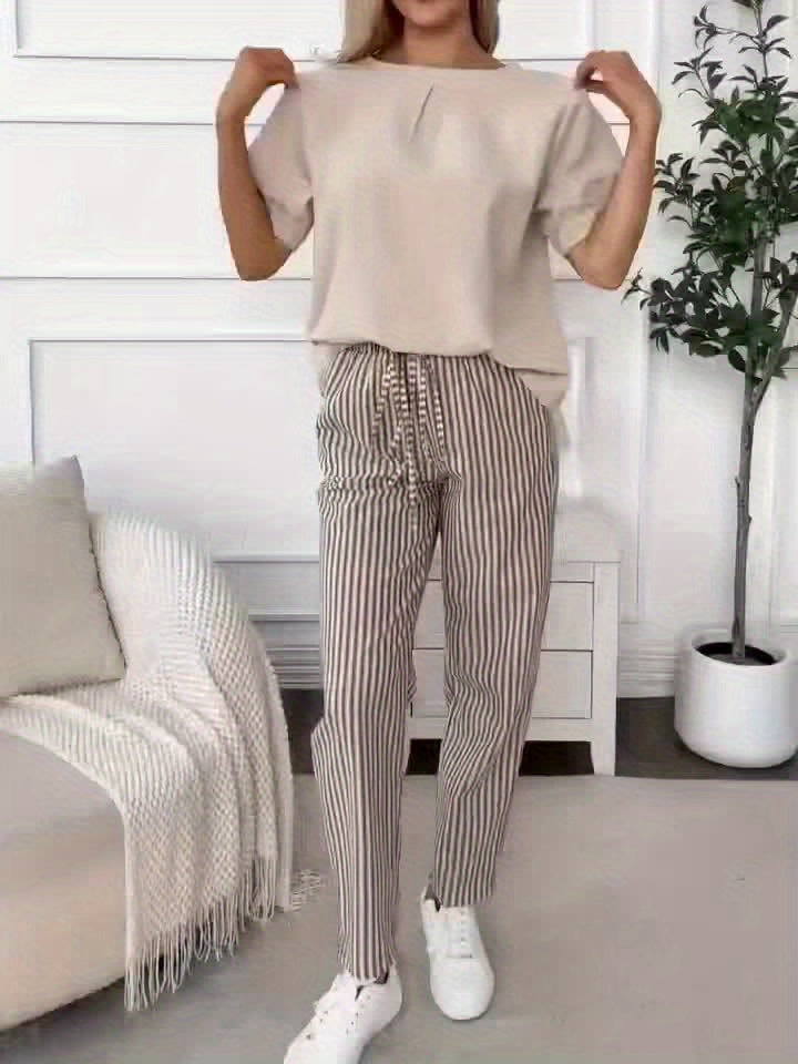 Helvano | Weite Streifenhose für Damen