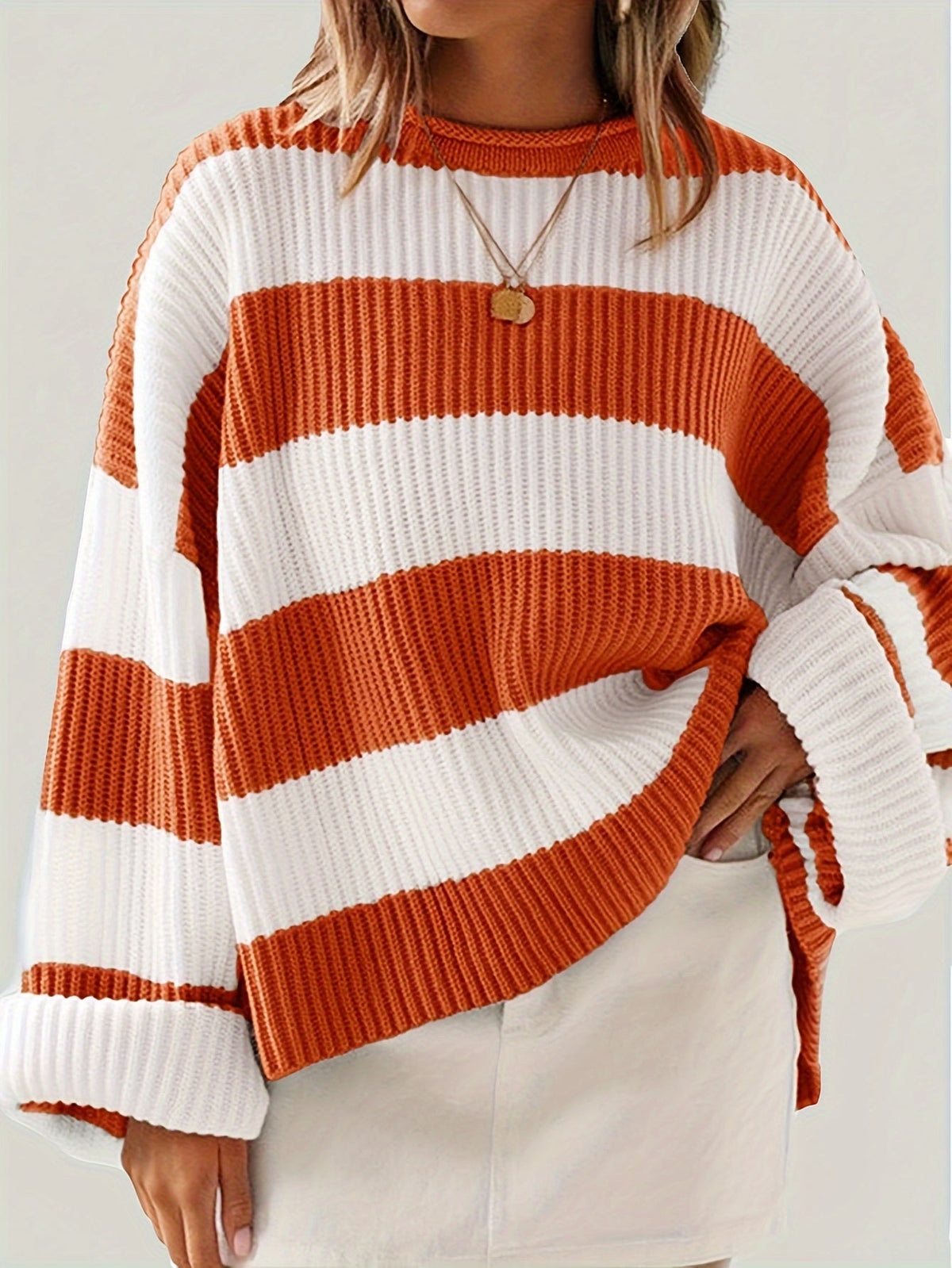 Helvano | Lockerer Colorblock-Strickpullover für Damen
