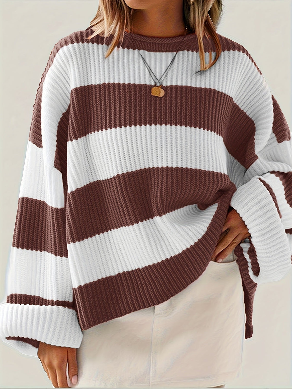 Helvano | Lockerer Colorblock-Strickpullover für Damen