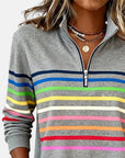 Helvano | Gestreifter Damen-Pullover mit Reissverschluss