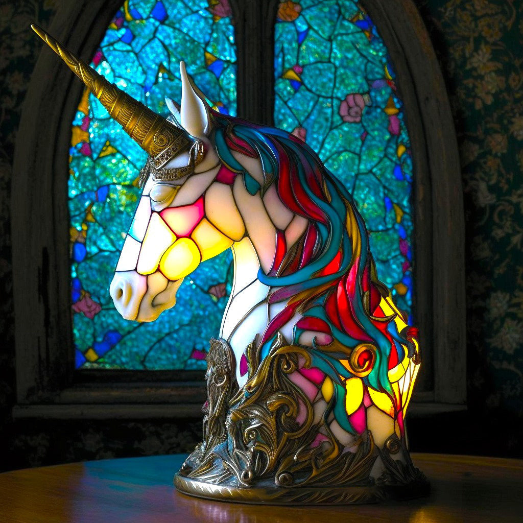 Helvano | Buntglas-Tischlampe im Tierdesign