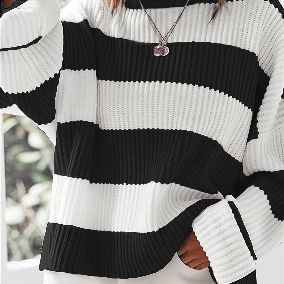 Helvano | Lockerer Colorblock-Strickpullover für Damen