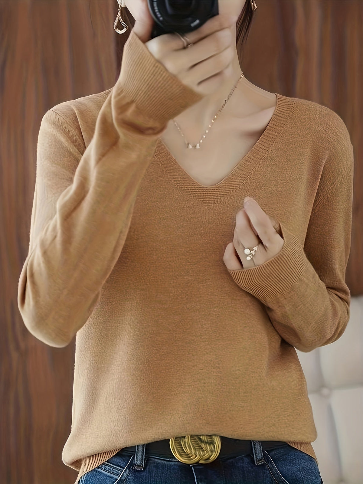 Helvano | Damen Strickpullover mit V-Ausschnitt