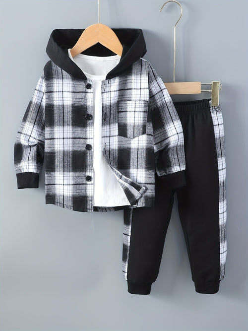 Helvano | 2-teiliges Jungen-Set mit Karo-Hoodie und Jogginghose