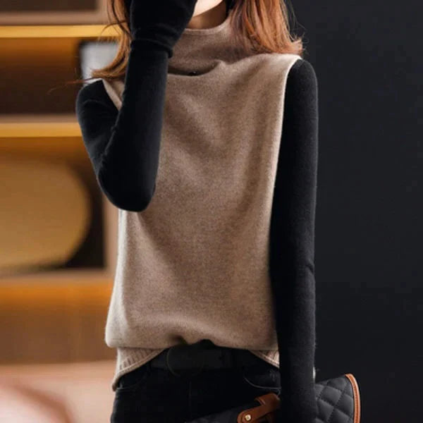 Helvano | Ärmellose Rollkragen-Strickweste für Damen