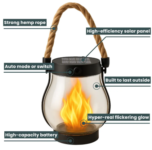 Helvano | Solar-Gartenlicht mit Flammeneffekt