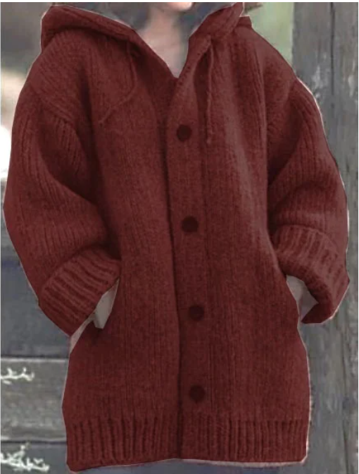 Helvano | Strickjacke mit Kapuze und Knöpfen für Damen
