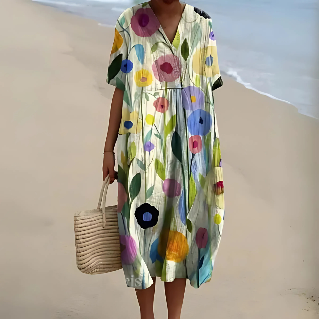 Helvano | Boho Blumenkleid mit lockerem Schnitt