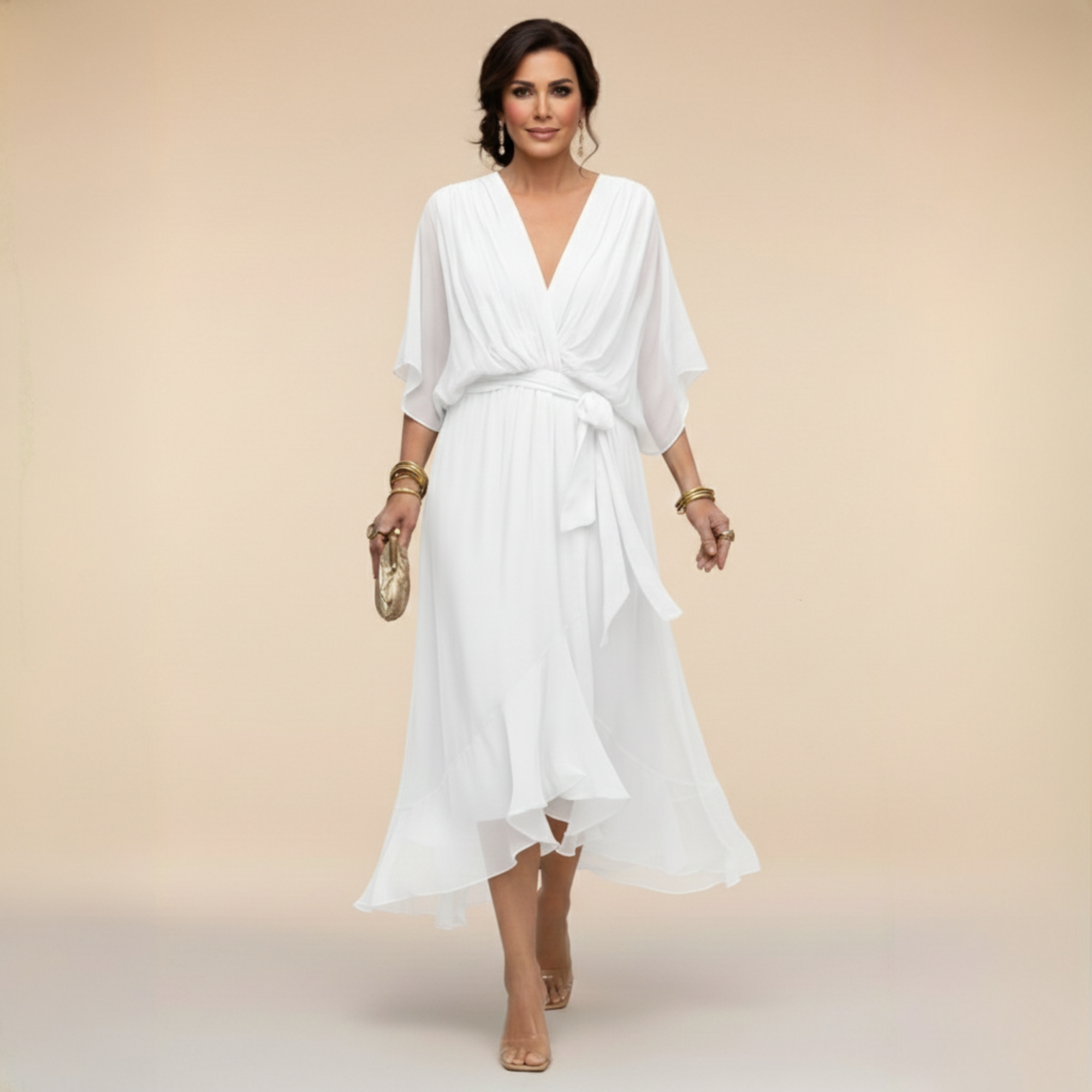 Helvano | Chiffon-Kleid mit V-Ausschnitt für Damen
