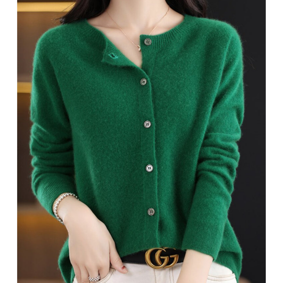 Helvano | Feinstrick-Strickjacke mit Rundhals für Damen