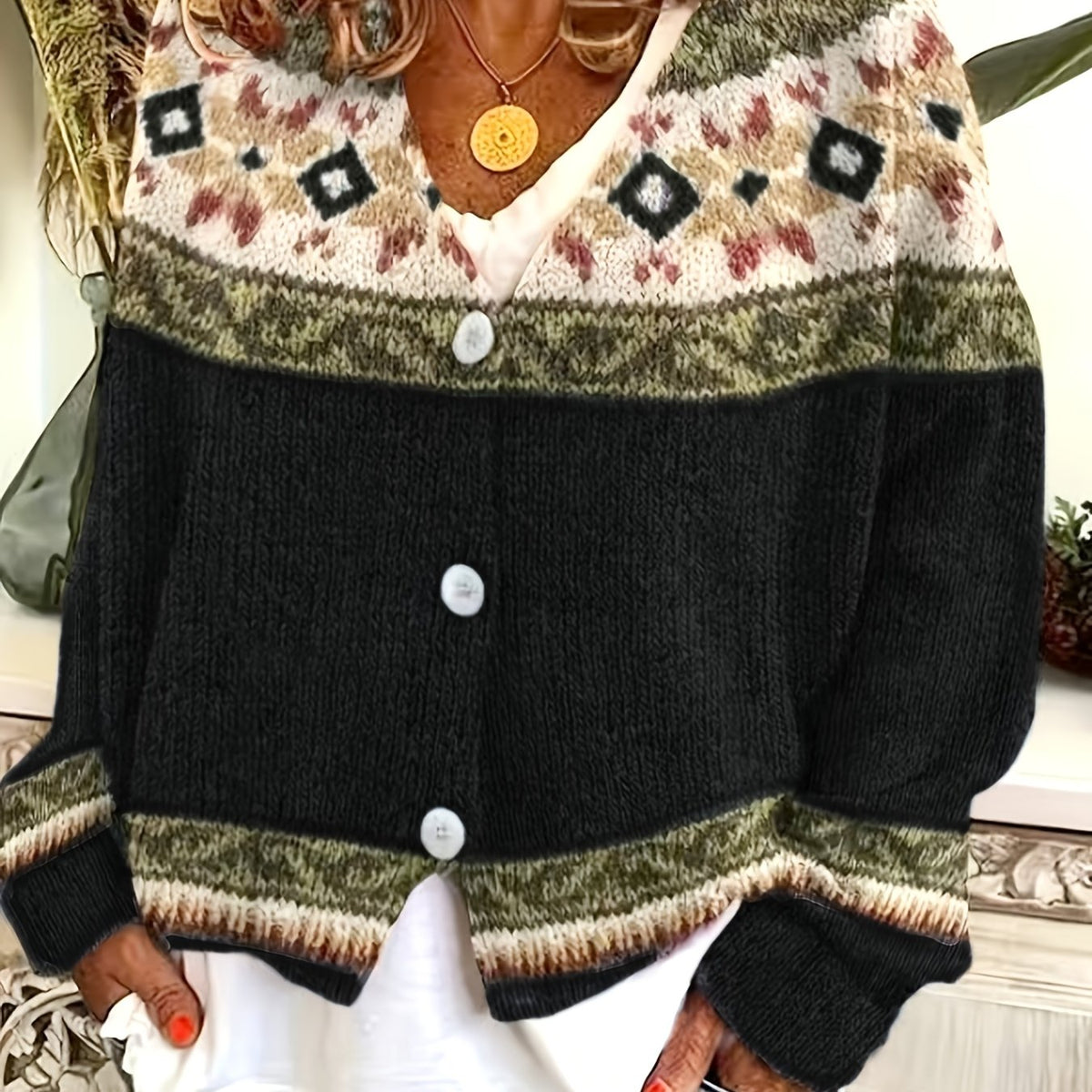 Helvano | Gemusterte Herren-Strickjacke mit Knopfleiste