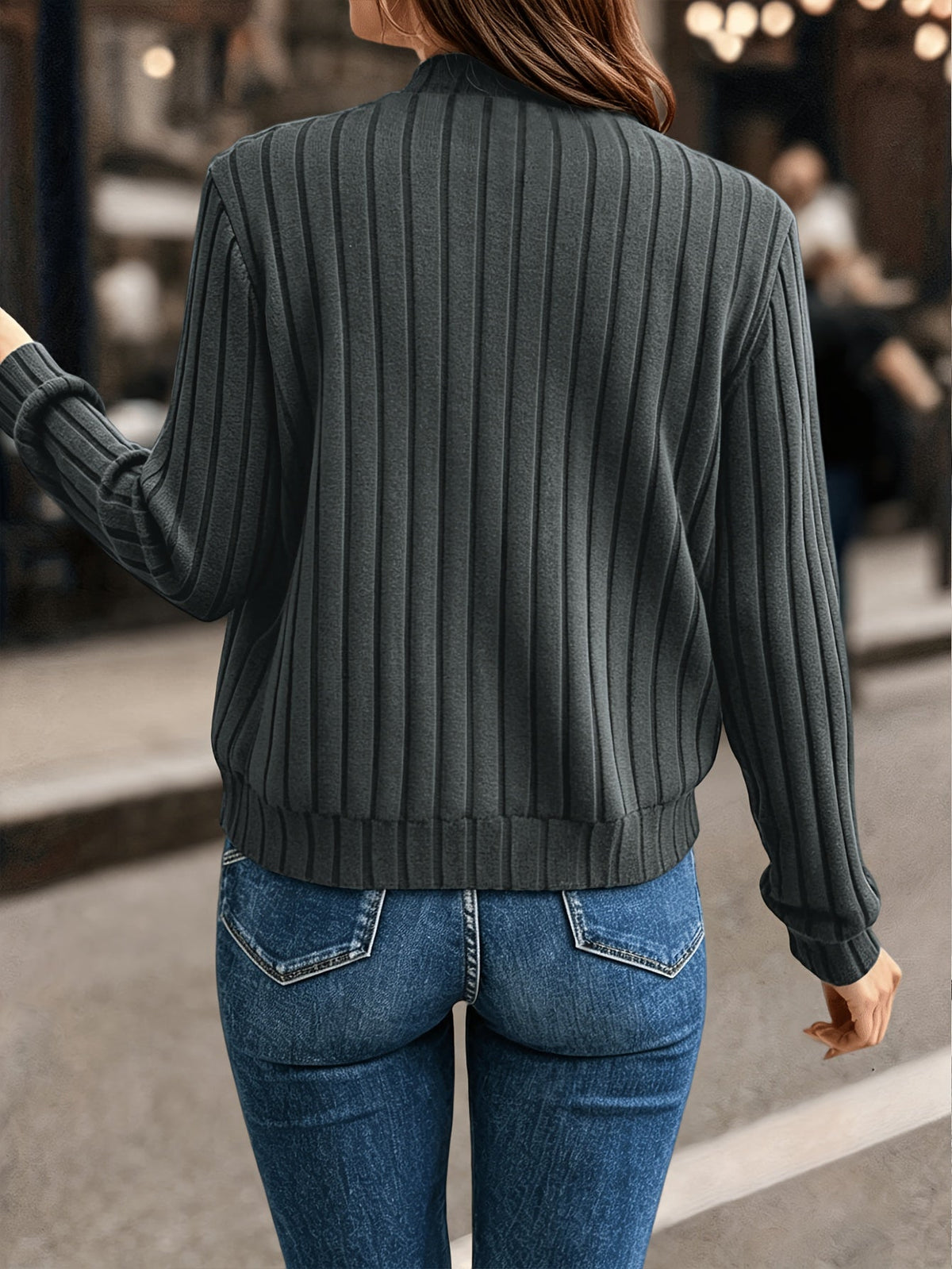 Helvano | Damen Rippstrick-Jacke mit Reissverschluss