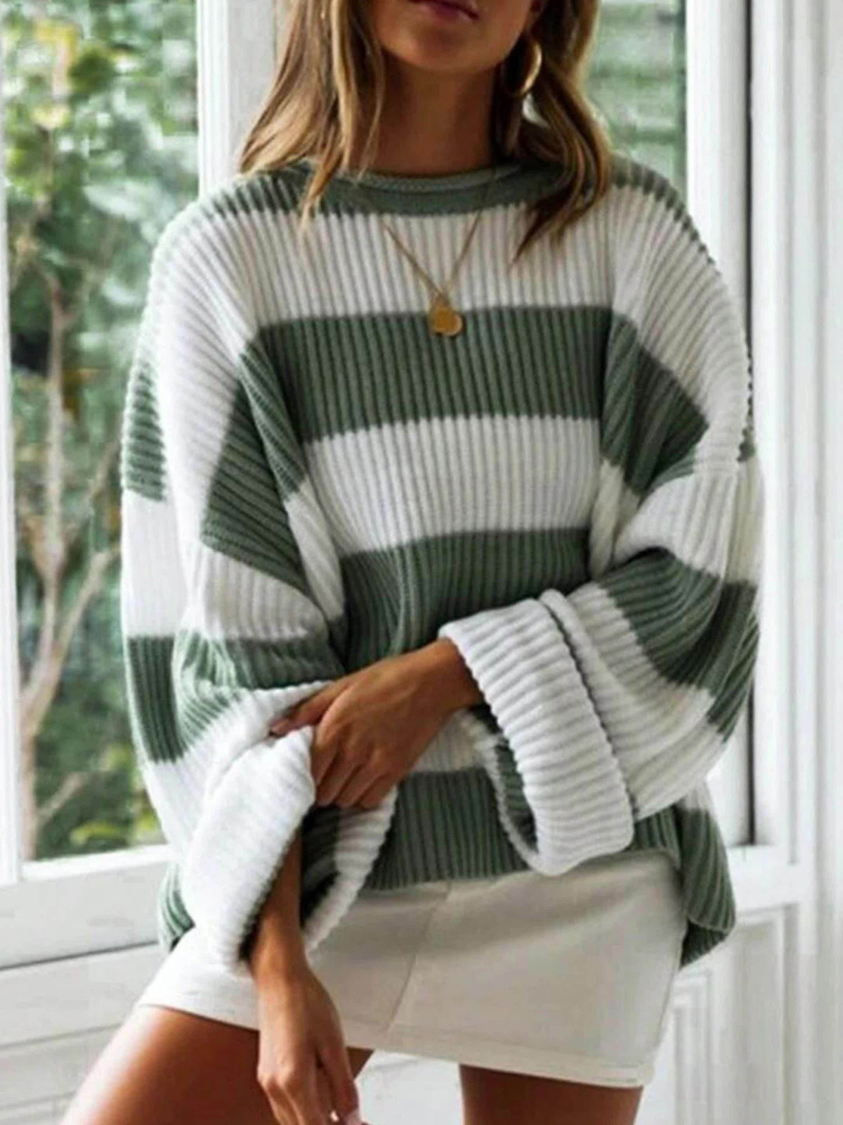 Helvano | Lockerer Colorblock-Strickpullover für Damen