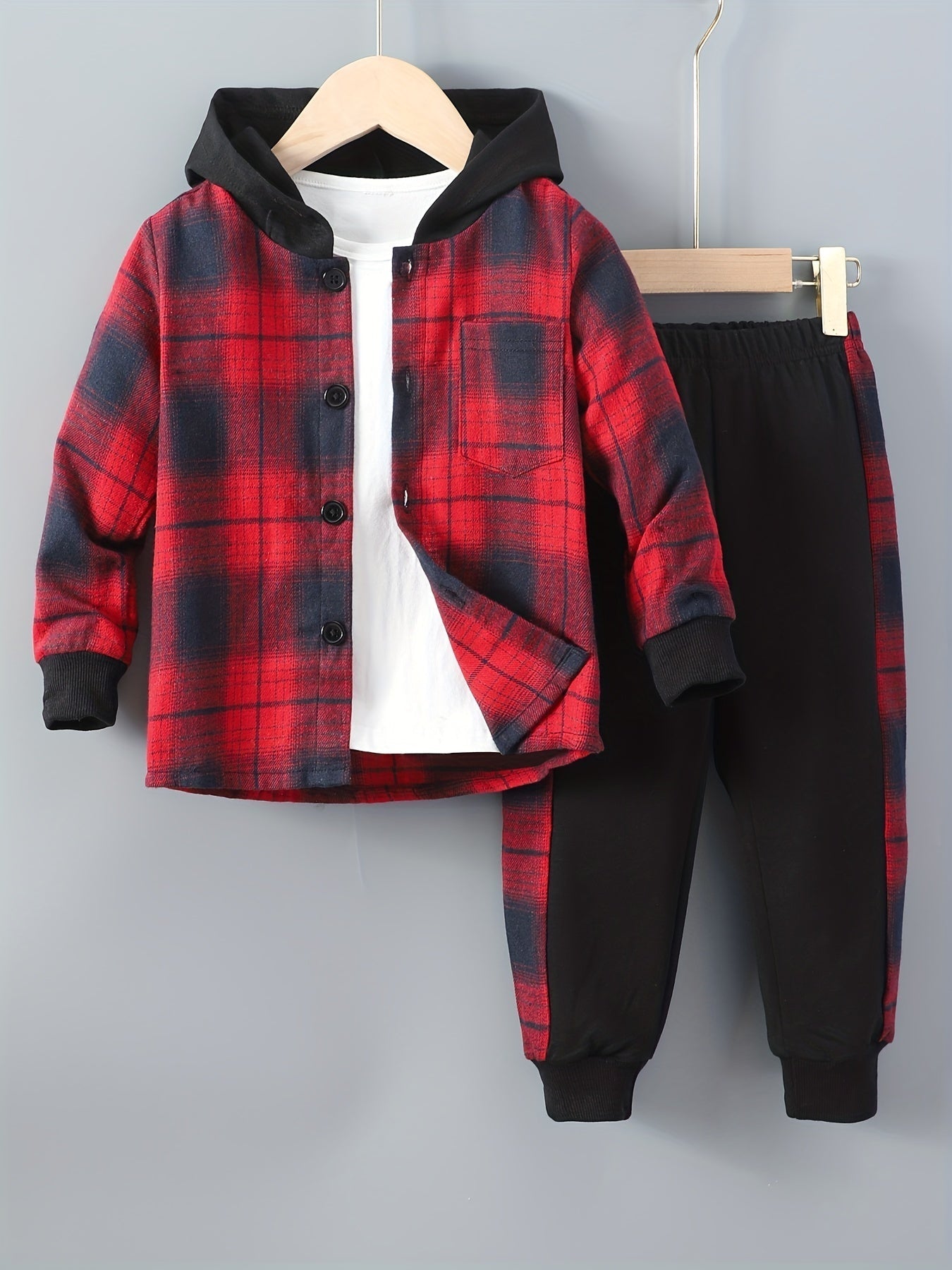 Helvano | 2-teiliges Jungen-Set mit Karo-Hoodie und Jogginghose