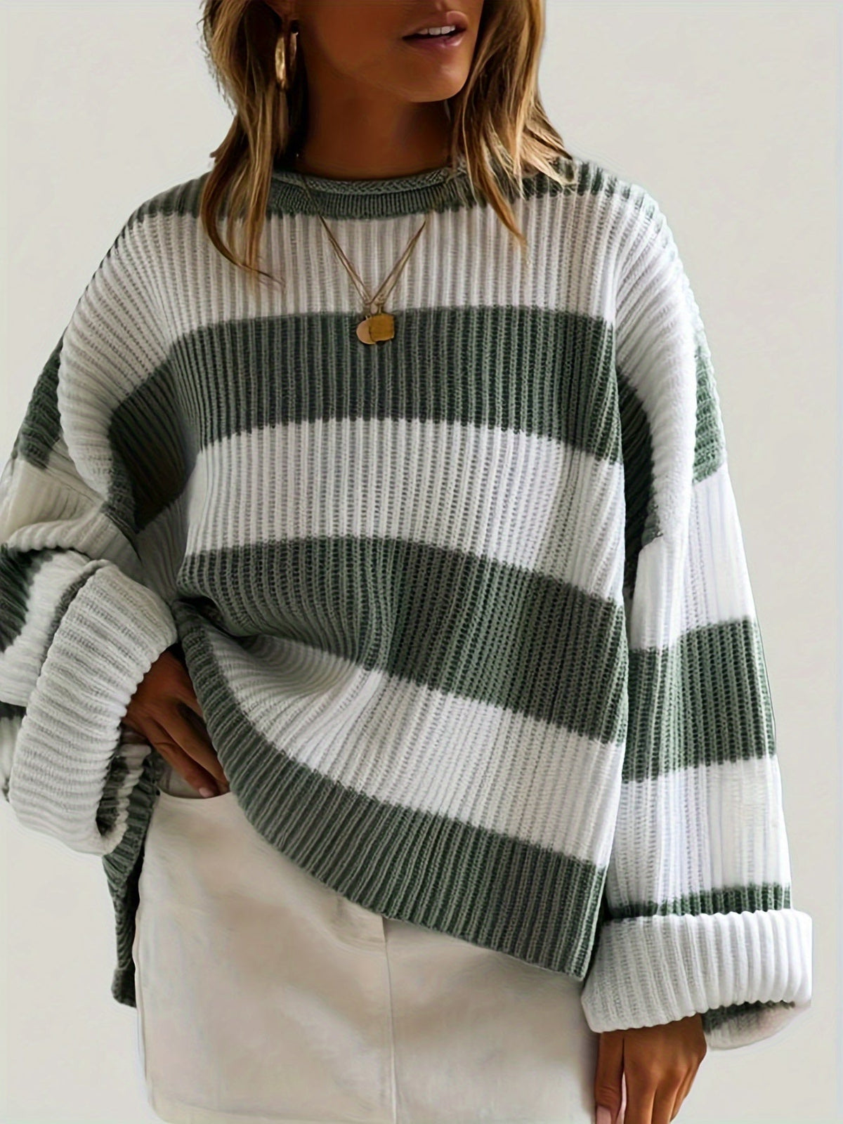 Helvano | Lockerer Colorblock-Strickpullover für Damen